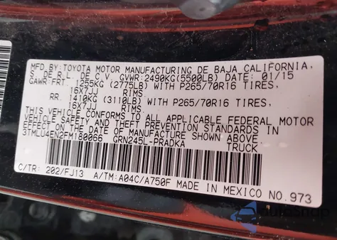 2015 Toyota Tacoma Base V6 z USA, uszkodzony, nr VIN 3TMLU4EN2FM180066